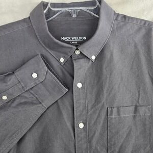 Mack Weldon Men's Oxford Button-Down Dress‎ Shirt Long Sleeve Gray Large